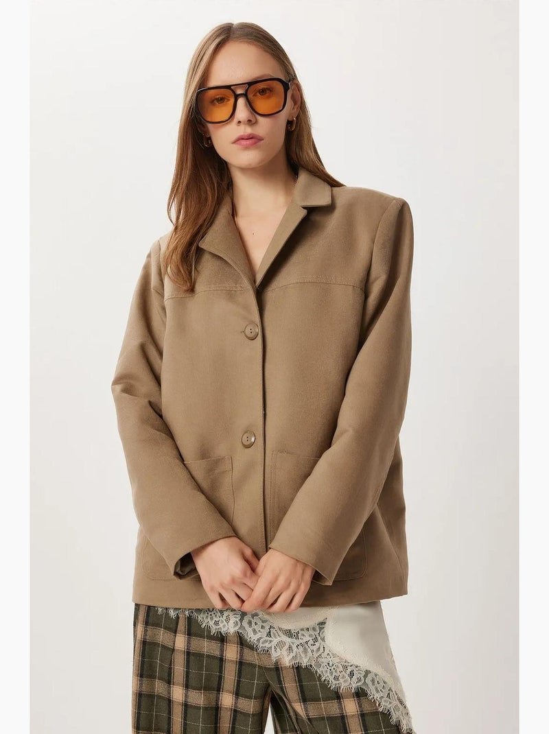 Chaqueta de gabardina abotonada con bolsillos estambul istanbul Beige arcilla - Kiabi