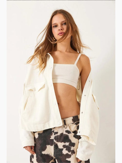 Chaqueta de gabardina con bolsillos abotonados y cuello camisero lucci - Kiabi
