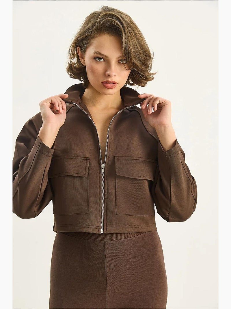Chaqueta de gabardina con cuello de camisa y bolsillos lucci Marrón oscuro - Kiabi