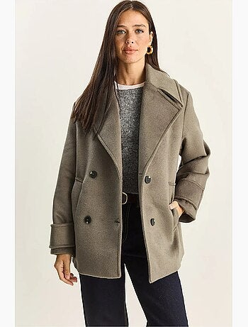 Chaqueta de gabardina extragrande con botones y bolsillos lucci