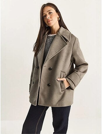 Chaqueta de gabardina extragrande con botones y bolsillos lucci