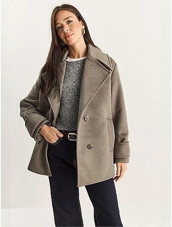 Chaqueta de gabardina extragrande con botones y bolsillos lucci