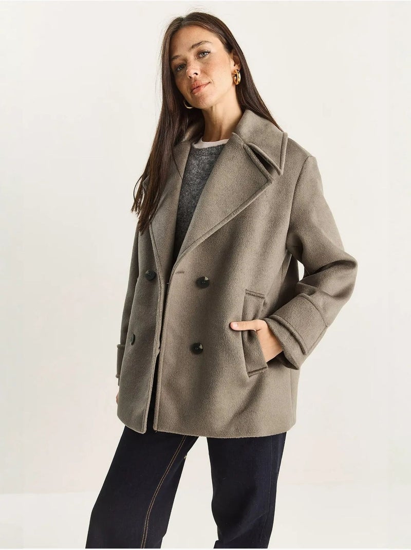 Chaqueta de gabardina extragrande con botones y bolsillos lucci Caqui - Kiabi