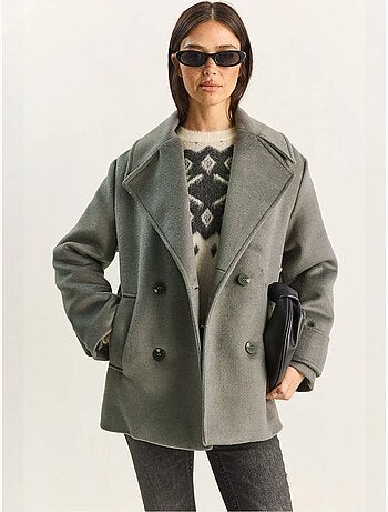 Chaqueta de gabardina extragrande con botones y bolsillos lucci