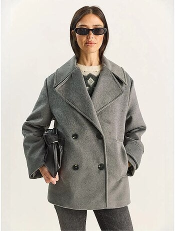 Chaqueta de gabardina extragrande con botones y bolsillos lucci
