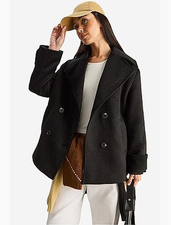 Chaqueta de gabardina extragrande con botones y bolsillos lucci