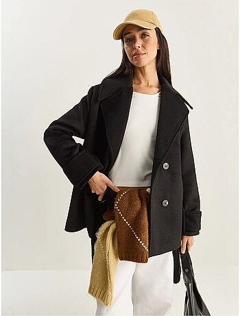 Chaqueta de gabardina extragrande con botones y bolsillos lucci