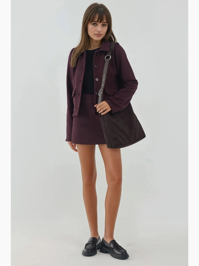 Chaqueta de gabardina texturizada con cierre de botones hiccup Malva - Kiabi