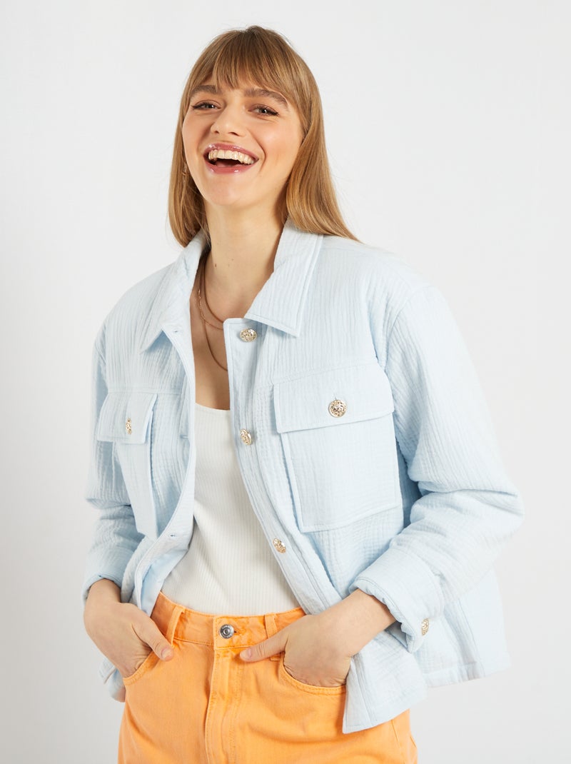 Chaqueta de gasa de algodón azul pálido - Kiabi