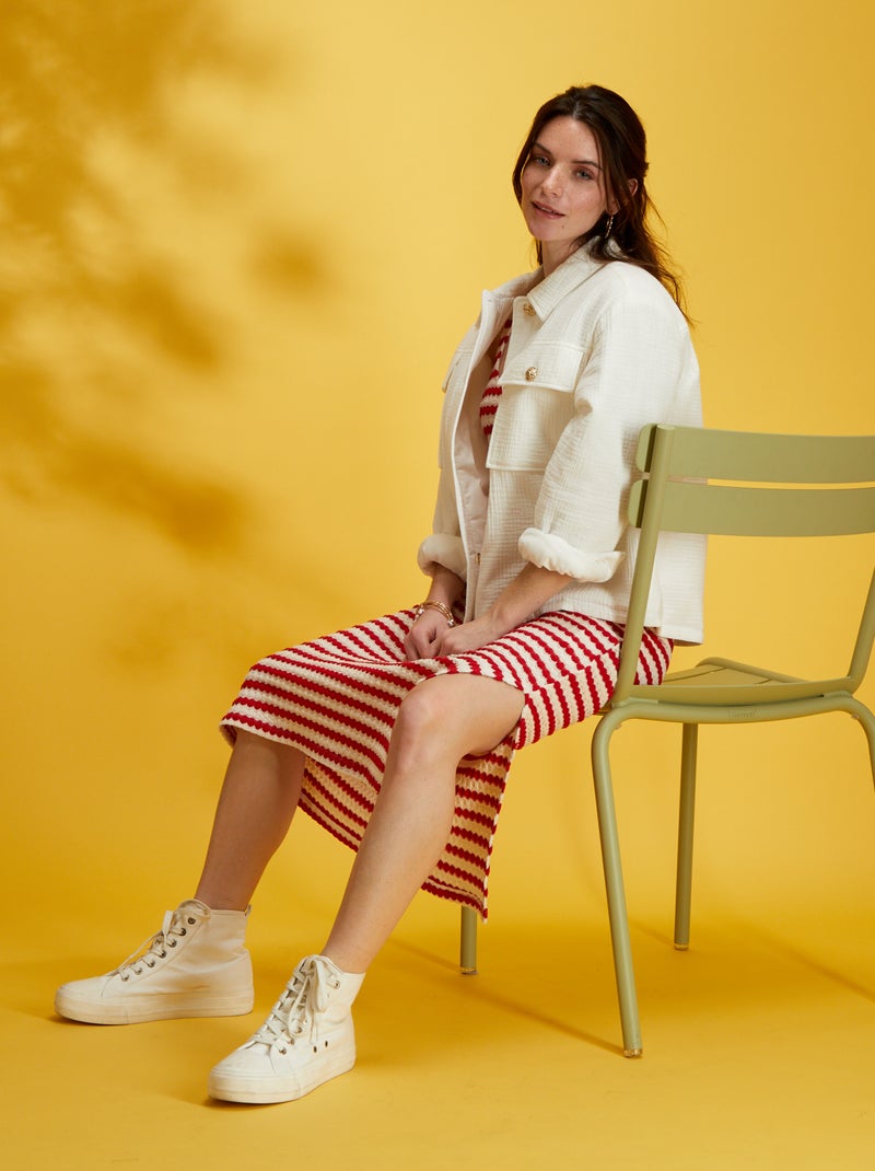 Chaqueta de gasa de algodón Blanco - Kiabi