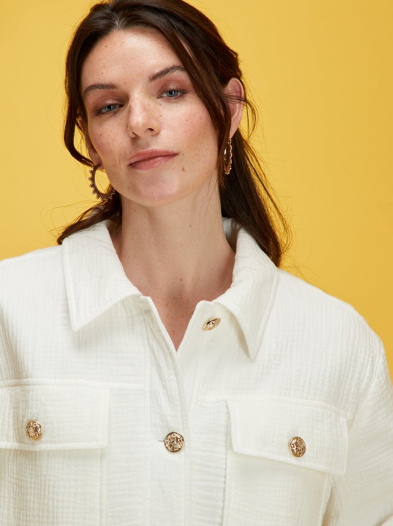 Chaqueta de gasa de algodón Blanco - Kiabi