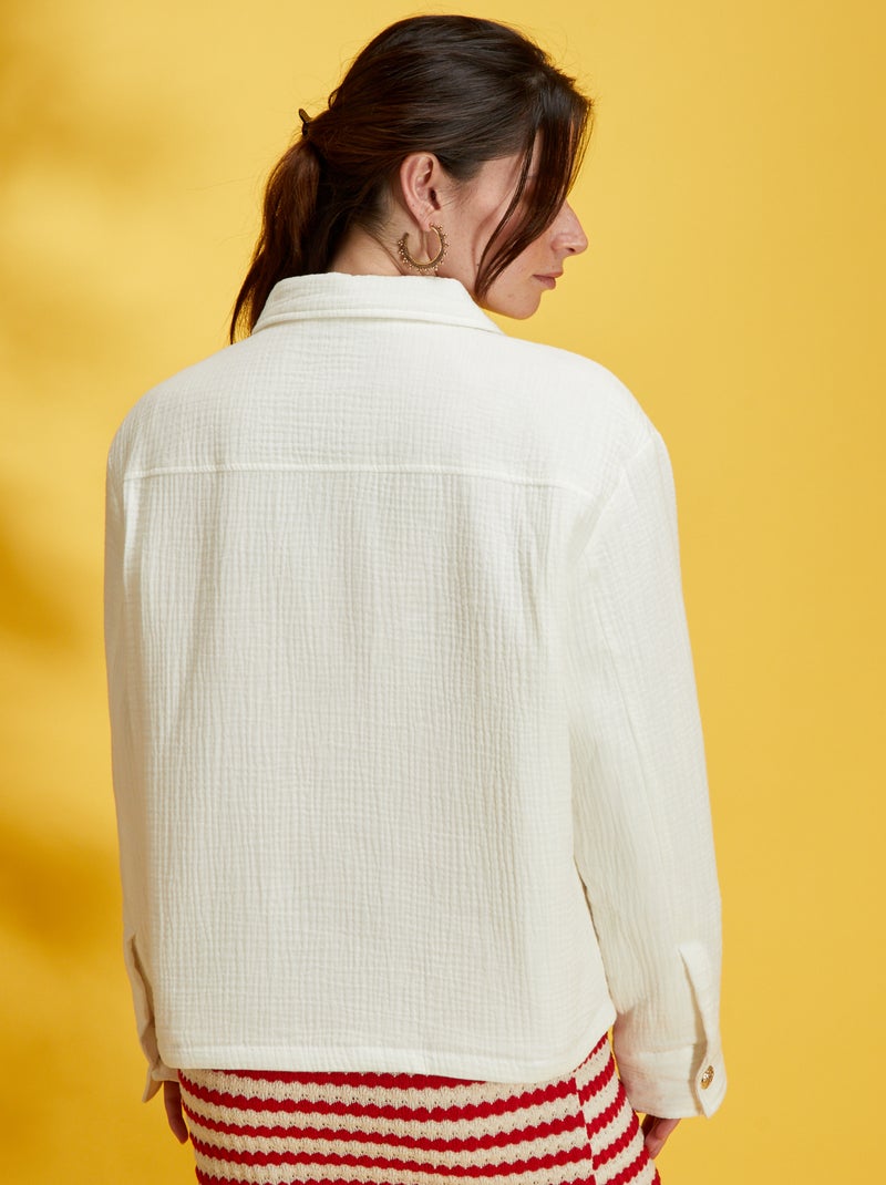 Chaqueta de gasa de algodón Blanco - Kiabi