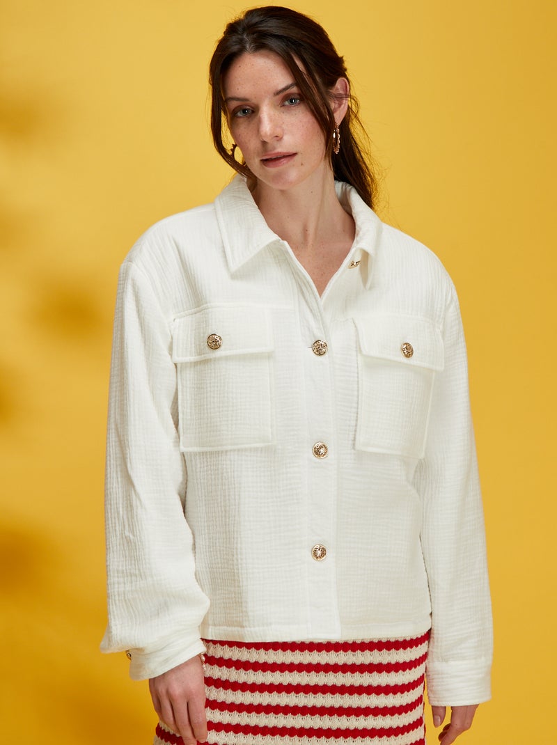 Chaqueta de gasa de algodón Blanco - Kiabi