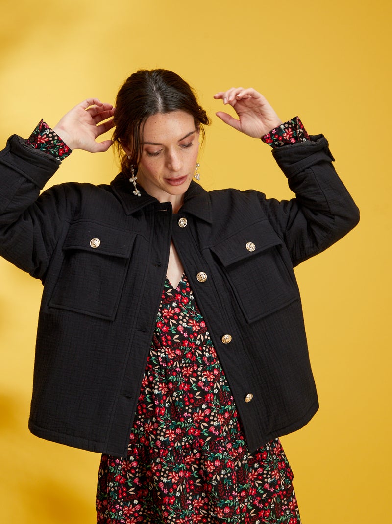 Chaqueta de gasa de algodón Negro - Kiabi