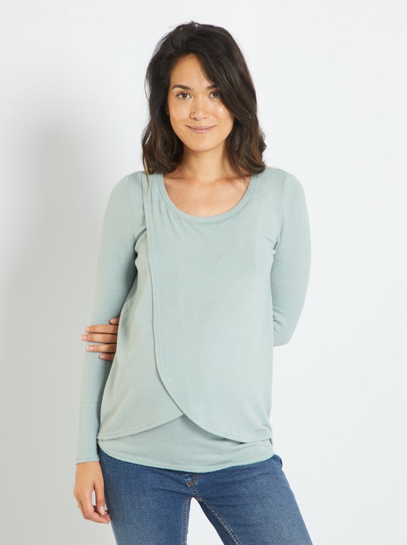 Chaqueta de lactancia de punto suave azul - Kiabi