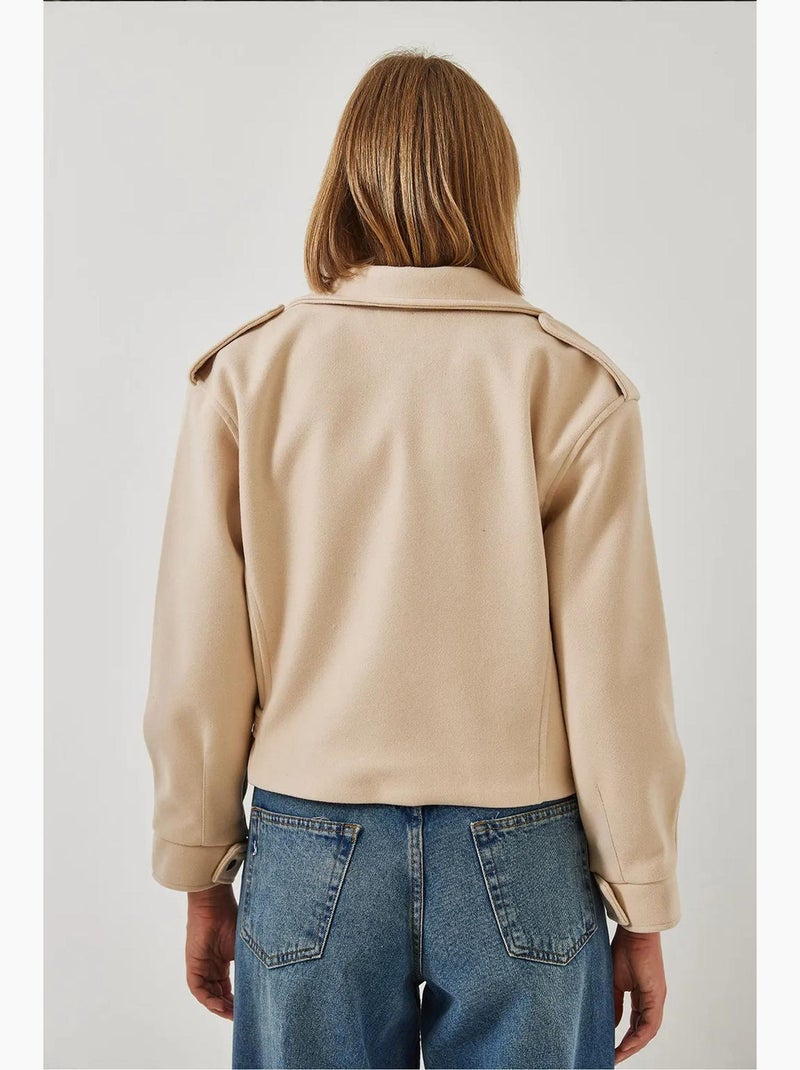 Chaqueta de lana con detalle de un solo bolsillo de bianco lucci Beige arcilla - Kiabi
