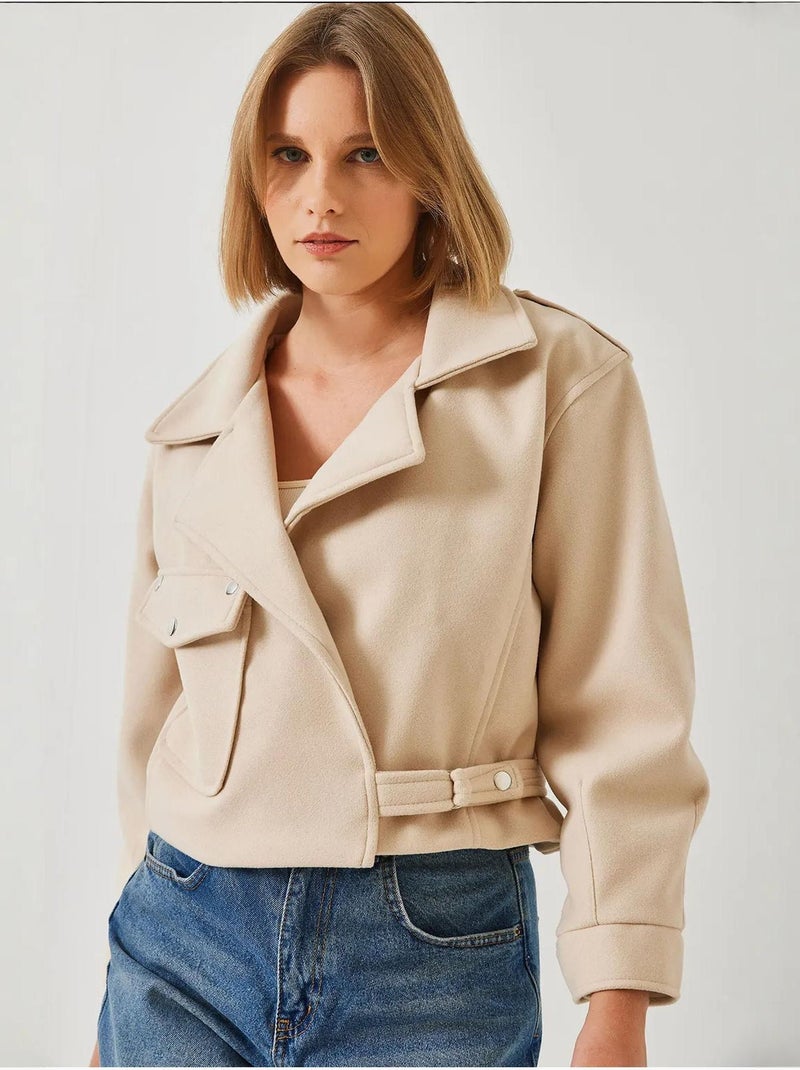Chaqueta de lana con detalle de un solo bolsillo lucci Beige arcilla - Kiabi