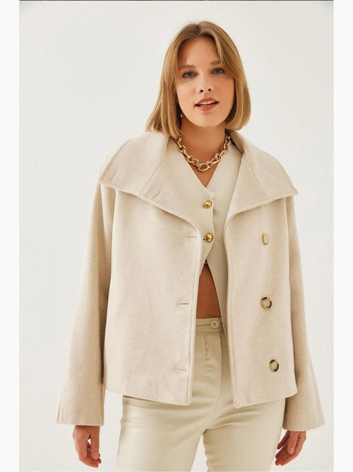 Chaqueta de lana cruzada con botones de bianco lucci - Kiabi Chaqueta de lana cruzada con botones de bianco lucci - Kiabi