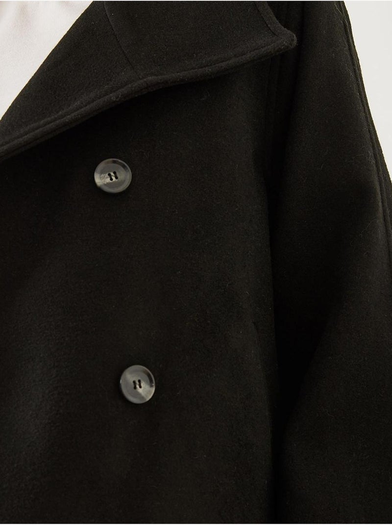 Chaqueta de lana cruzada con botones lucci Negro - Kiabi