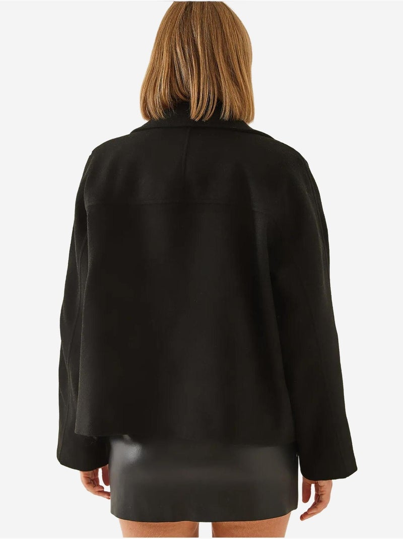 Chaqueta de lana cruzada con botones lucci Negro - Kiabi