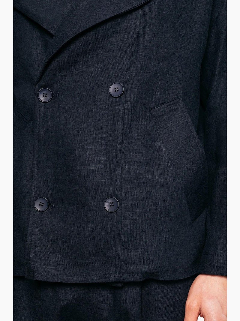Chaqueta de lino abotonada giesto Azul marino - Kiabi