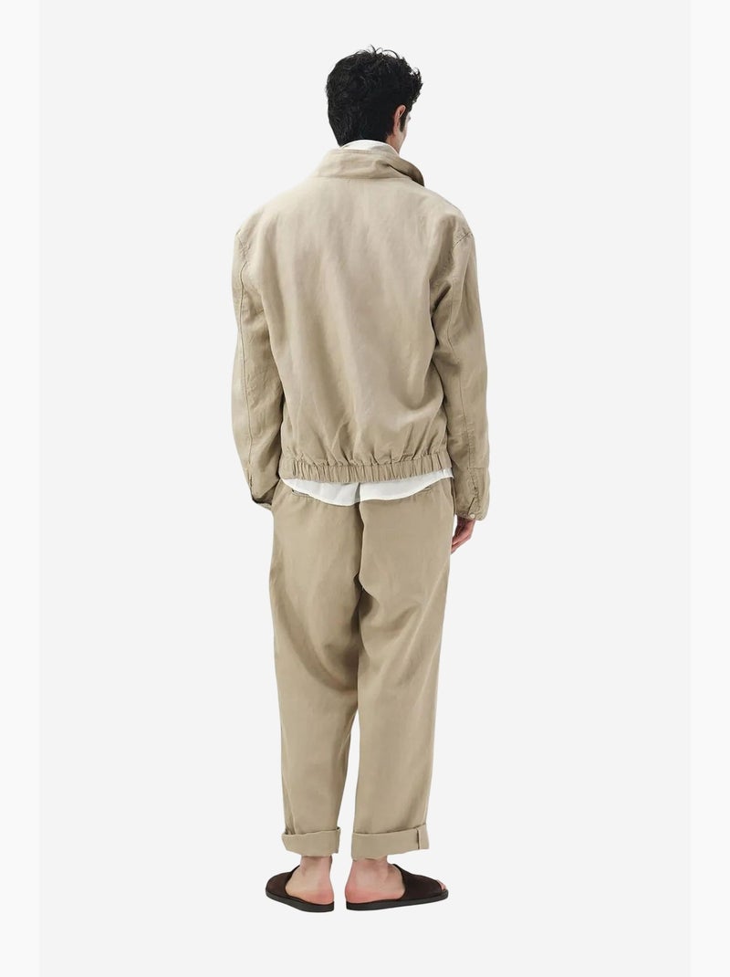 Chaqueta de lyocell y lino con cremallera giesto Beige arcilla - Kiabi