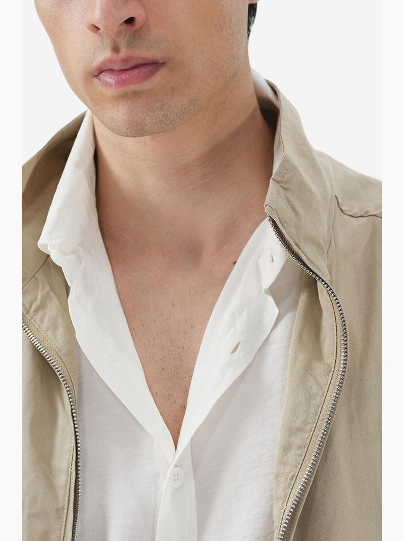 Chaqueta de lyocell y lino con cremallera giesto Beige arcilla - Kiabi