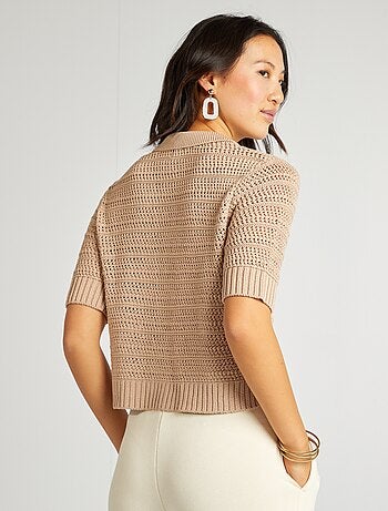 Chaqueta de manga corta de croché