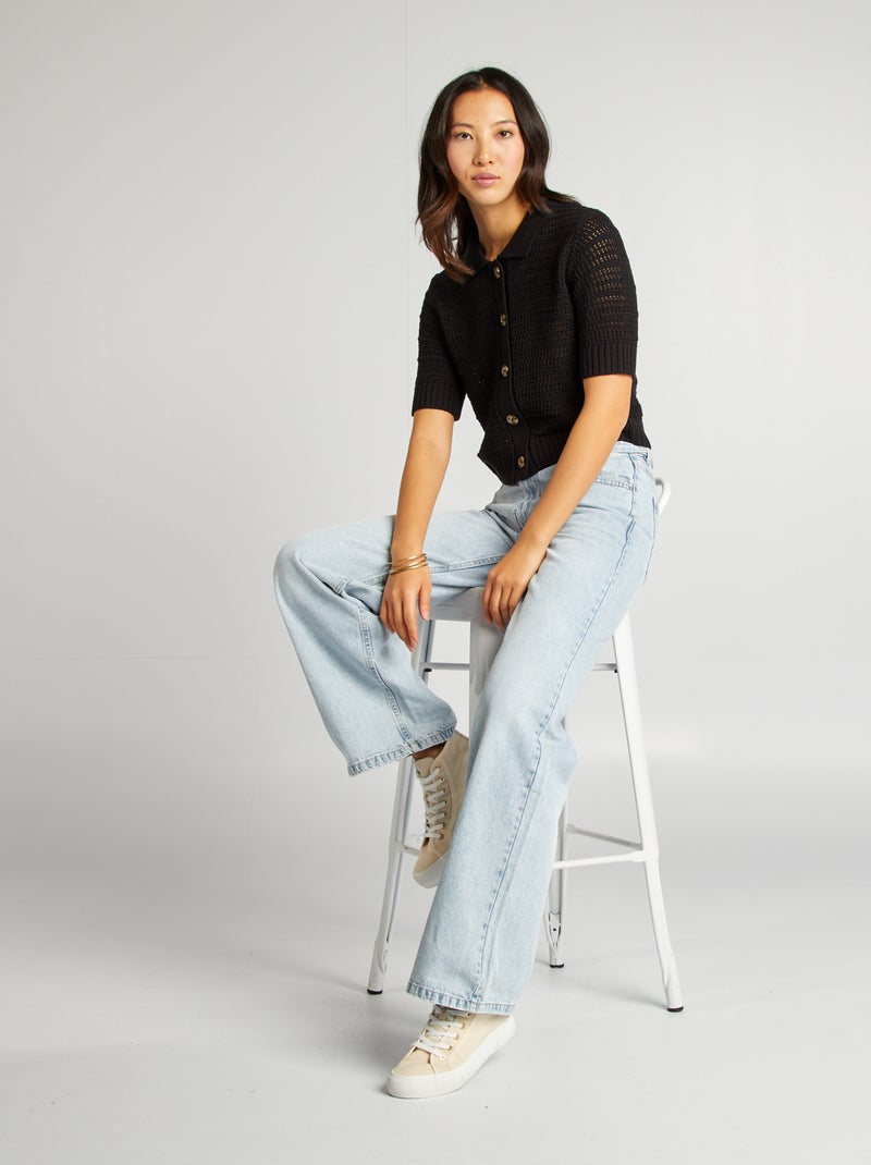 Chaqueta de manga corta de croché negro - Kiabi