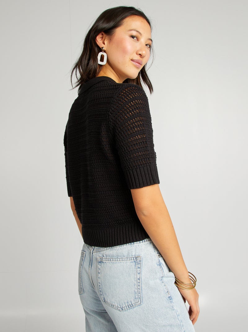 Chaqueta de manga corta de croché negro - Kiabi