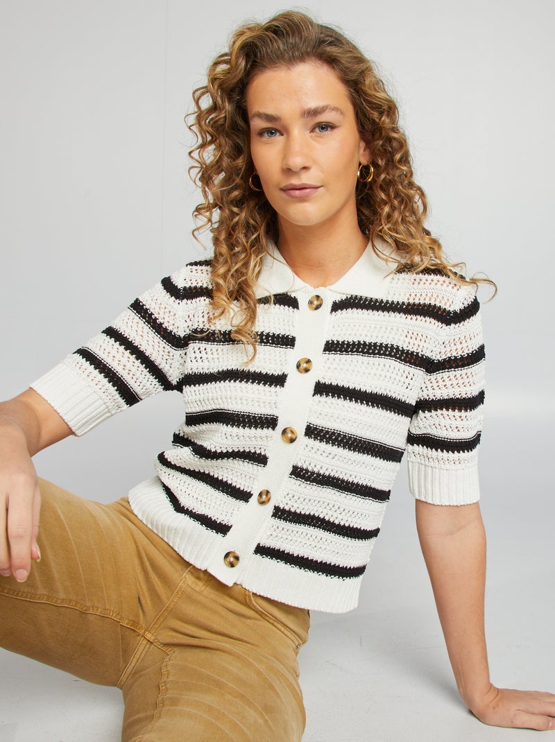 Chaqueta de manga corta de croché NEGRO - Kiabi