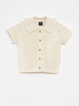 Chaqueta de manga corta de punto calado