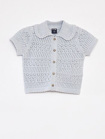 Chaqueta de manga corta de punto calado
