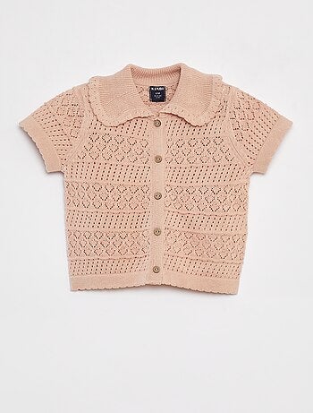 Chaqueta de manga corta de punto calado