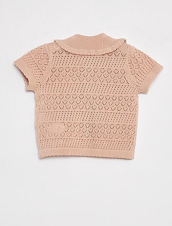 Chaqueta de manga corta de punto calado