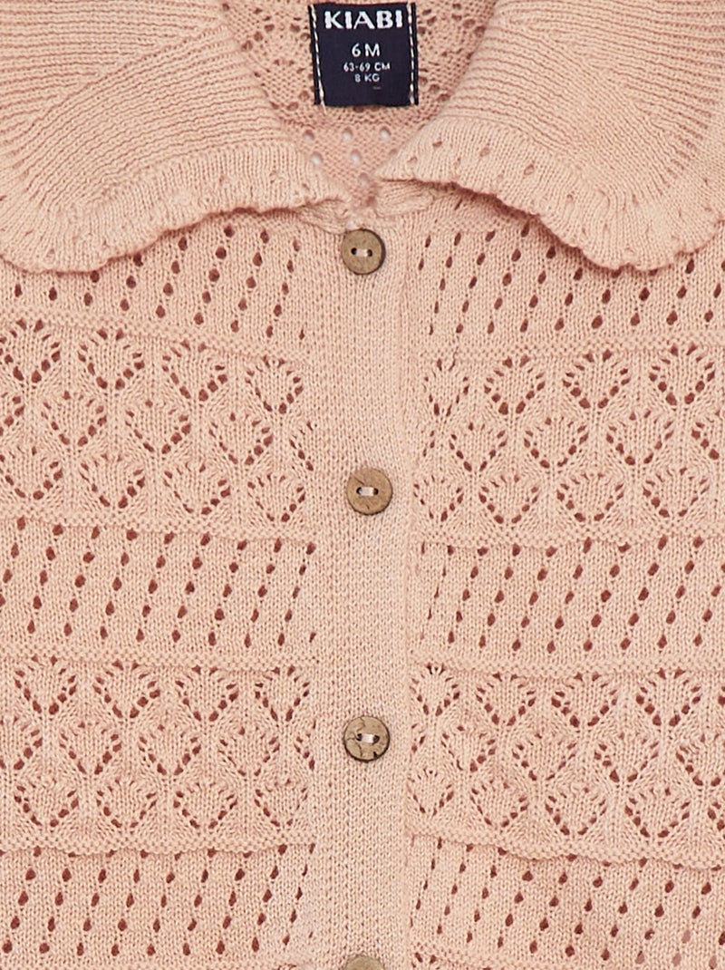 Chaqueta de manga corta de punto calado ROSA - Kiabi