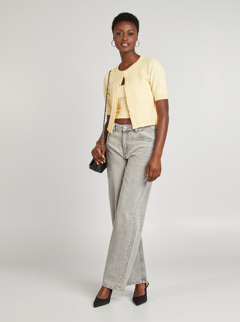 Chaqueta de manga corta punto cuadros AMARILLO - Kiabi