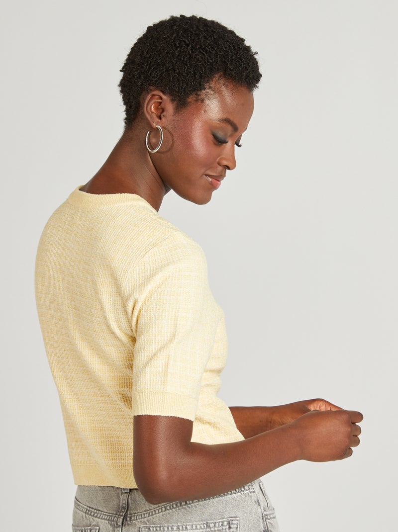 Chaqueta de manga corta punto cuadros AMARILLO - Kiabi