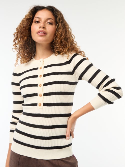 Chaqueta de manga larga de punto de canalé - Kiabi