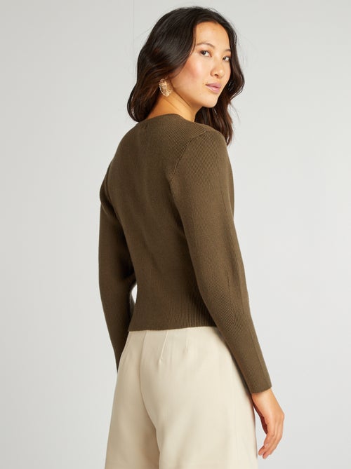 Chaqueta de manga larga de punto de canalé - Kiabi