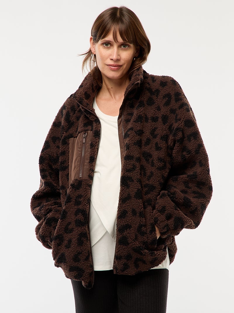 Chaqueta de maternidad efecto borreguito Beige - Kiabi