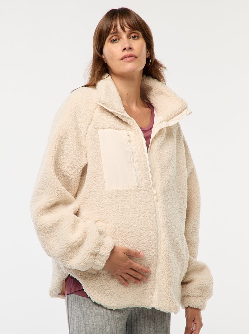 Chaqueta de maternidad efecto borreguito Blanco - Kiabi