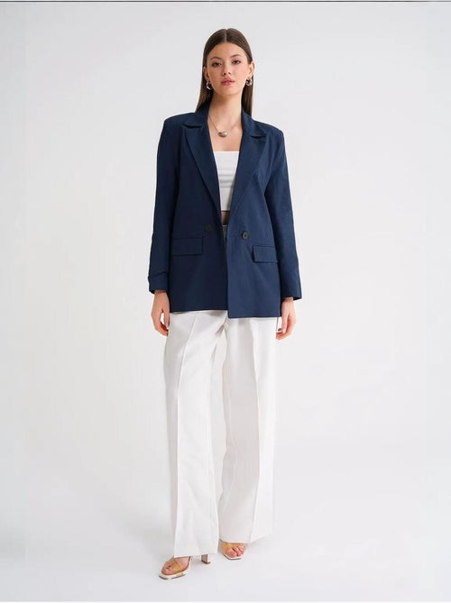 Chaqueta de mezcla de algodón y lino con cierre de botones y cuello camisero mixray - Kiabi Chaqueta de mezcla de algodón y lino con cierre de botones y cuello camisero mixray - Kiabi