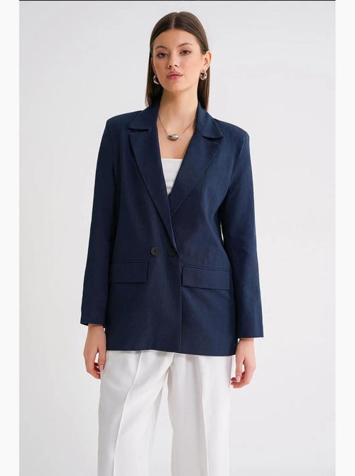 Chaqueta de mezcla de algodón y lino con cierre de botones y cuello camisero mixray - Kiabi Chaqueta de mezcla de algodón y lino con cierre de botones y cuello camisero mixray - Kiabi