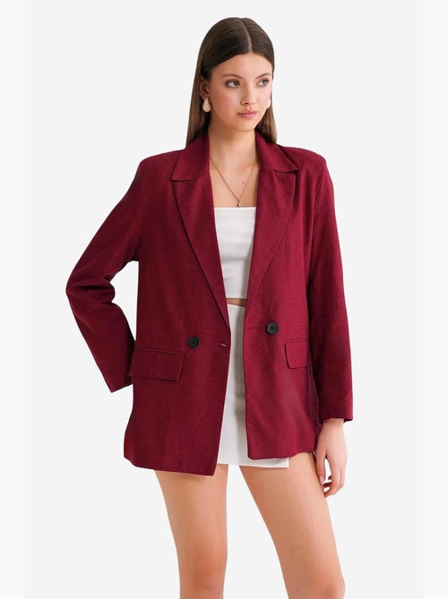 Chaqueta de mezcla de algodón y lino con cierre de botones y cuello camisero mixray - Kiabi Chaqueta de mezcla de algodón y lino con cierre de botones y cuello camisero mixray - Kiabi