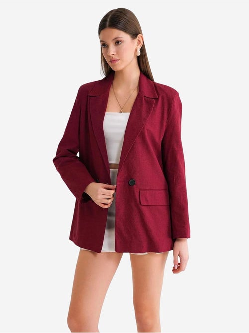Chaqueta de mezcla de algodón y lino con cierre de botones y cuello camisero mixray - Kiabi Chaqueta de mezcla de algodón y lino con cierre de botones y cuello camisero mixray - Kiabi