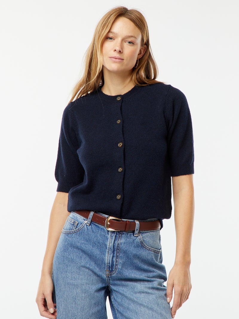 Chaqueta de mezcla de lana azul - Kiabi