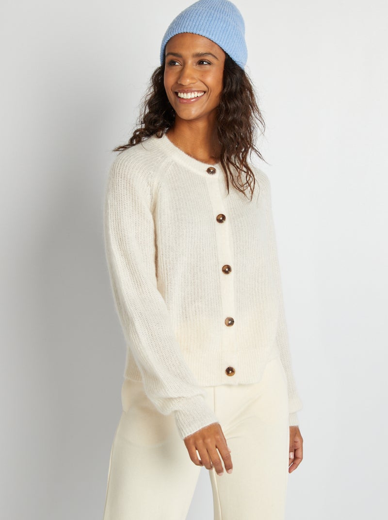 Chaqueta de mezcla de lana y mohair BLANCO - Kiabi