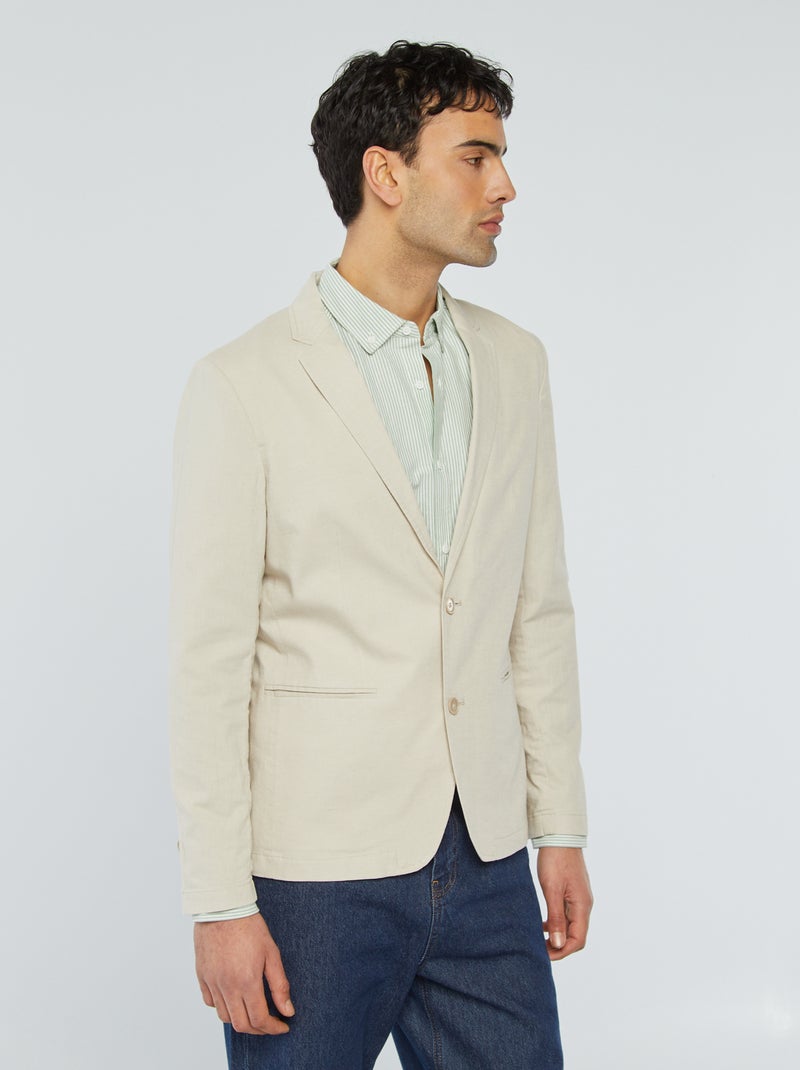Chaqueta de mezcla de lino beige - Kiabi