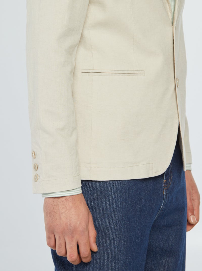 Chaqueta de mezcla de lino beige - Kiabi